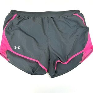 Under Armour Women’s Size Large Loose Athletic Shorts Gray Pink #2478